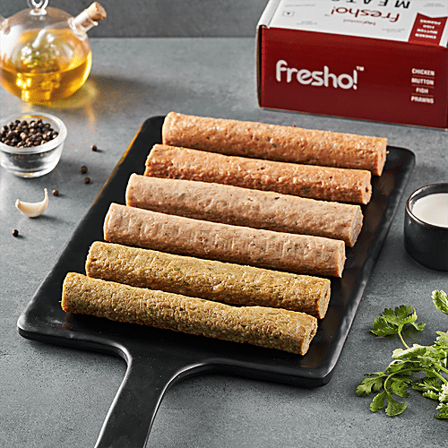 fresho! Fresho Hot Kabab Plater (Pudina 2pcs-167g , Reshmi2pcs -167g  & Punjabi seekh Kabab2pcs-167g), 480 g Vacuum Packed 