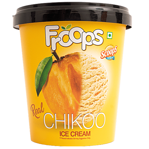 Froops Real Chikoo Ice Cream - Rich, Creamy & Fresh, Frozen Dessert, 500 ml  