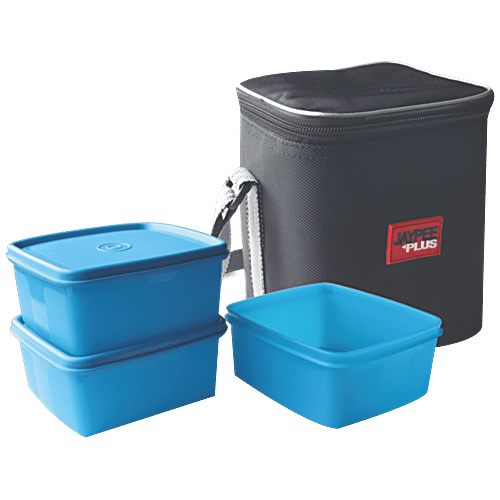 Jaypee Plus Wonder Bag 3 Lunch Box - Blue Pouch & Blue, Non-toxic, Leak-proof, 1 pc