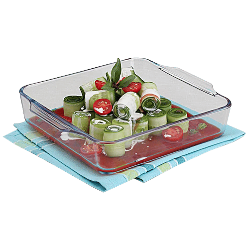 Signoraware Bake N Serve Square Bakeware & Oven Safe Glass Dish - Clear, 500 ml  