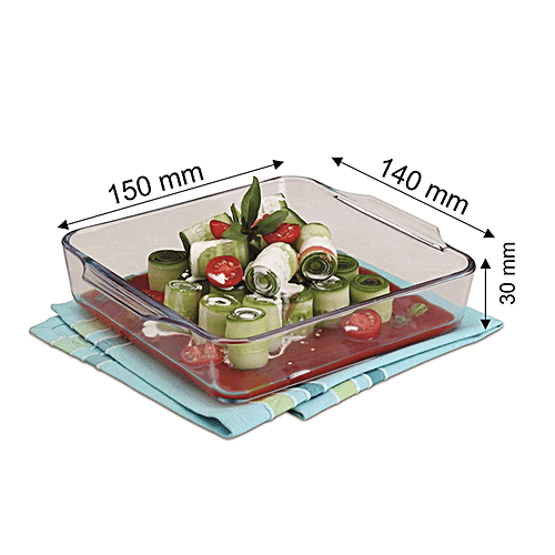 Signoraware Bake N Serve Square Bakeware & Oven Safe Glass Dish - Clear, 500 ml  