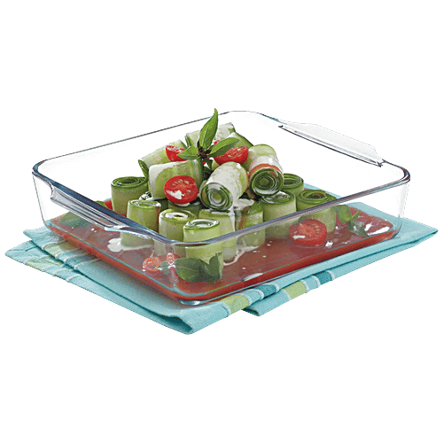 Signoraware Baking Dish - Borosilicate Glass, Square, Clear, Bake N Serve, 1.1 L