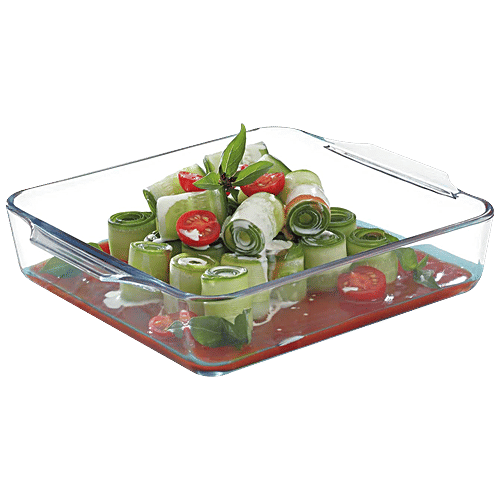 Signoraware Baking Dish - Borosilicate Glass, Square, Clear, Bake N Serve, 1.1 L