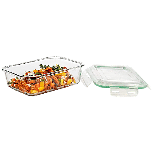 Signoraware Lock N Store High Borosilicate Bakeware Safe Glass Container Rectangular - Clear, 1.04 L