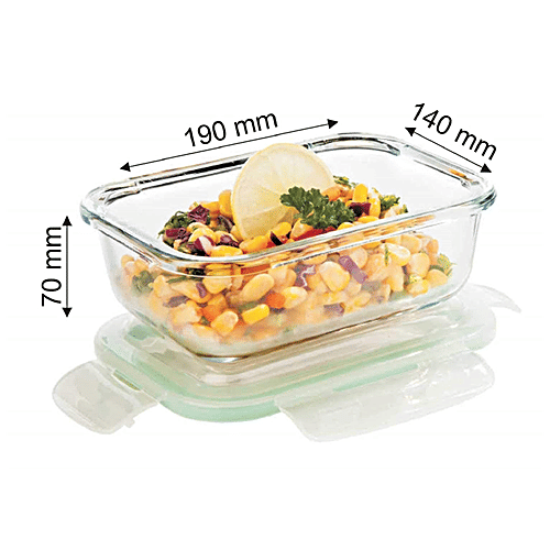 Signoraware Lock N Store High Borosilicate Bakeware Safe Glass Container Rectangular - Clear, 1.04 L