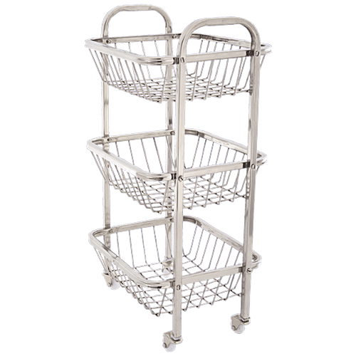Buy Pigeon Stainless Steel Kitchen Trolley Fruity, 3 Stack, 50133