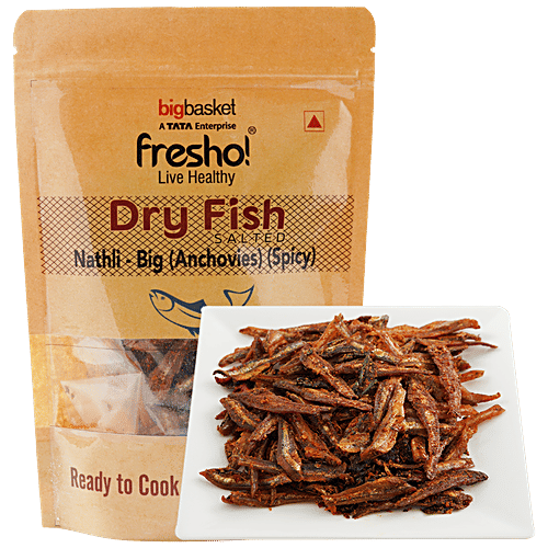 fresho! Dry Fish Nathli/Anchovies-Big, Spicy, 80 g  