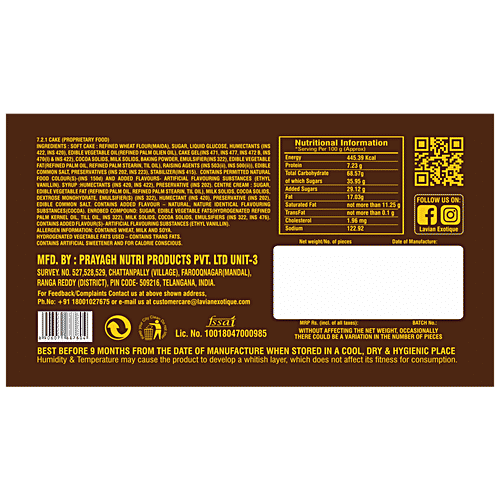 Buy Lavian Exotique CrÃ¨me Bakes Choco Brownie Cake, Yummy Snack