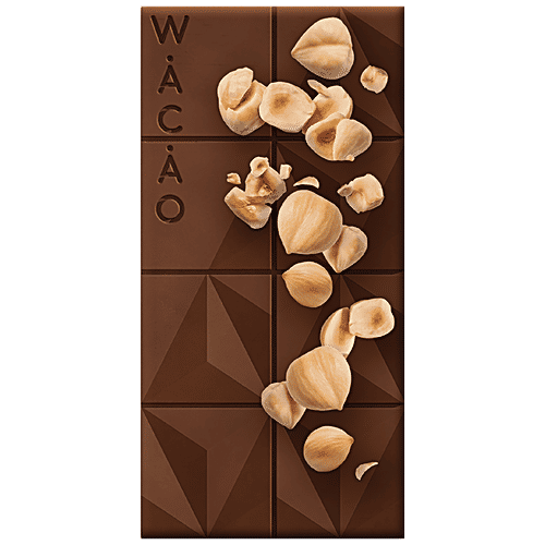 WACAO Toasty Hazelnut 40% Milk Chocolate Bar - Vegan, Gluten-Free, No Added Sugar, 40 g  
