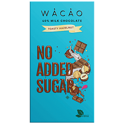 WACAO Toasty Hazelnut 40% Milk Chocolate Bar - Vegan, Gluten-Free, No Added Sugar, 40 g  