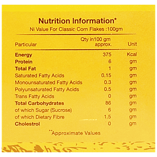 CHOZEN Cornflakes - Classic Brainyfast, 99% Fat Free, Iron Rich, For A Nutritious Breakfast, 500 g (250 g Free) 