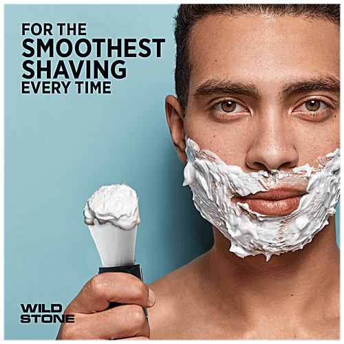 Wild Stone Shaving Brush - With Extra Long Bristles, Skin-Friendly, Helps Soften Beards, 50 g  