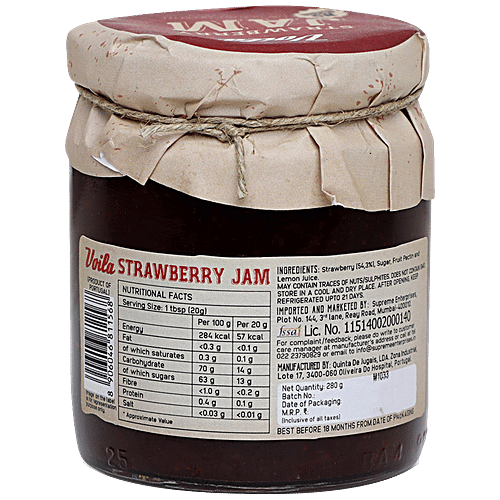 VOILA Portuguese Strawberry Jam - All Natural, No Preservatives, For Spread, Dessert Toppings, 280 g  Premium Quality
 All Natural