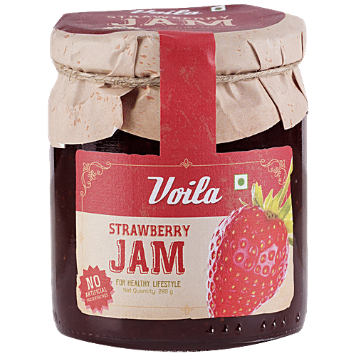 VOILA Portuguese Strawberry Jam - All Natural, No Preservatives, For Spread, Dessert Toppings, 280 g  Premium Quality
 All Natural