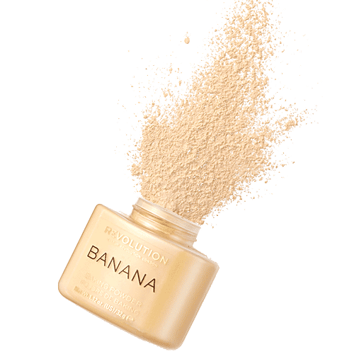 Makeup Revolution Loose Baking Powder - Smooth, Easy To Blend, For Light Skin Tones, 42 g Banana 