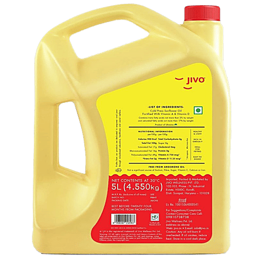 Buy Jivo Sunflower Oil Cold Pressed, Fortified With Vitamins A & D