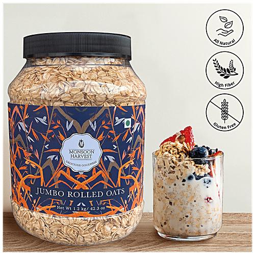 Wingreens Harvest Gluten Free Rolled Oats - Dietary Fibre Rich, Healthy Breakfast, 1.2 kg  