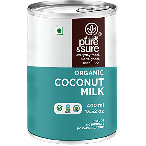 Phalada Pure & Sure Organic Coconut Milk - Natural, Creamy, Cholesterol-Free, No Preservatives, 400 ml