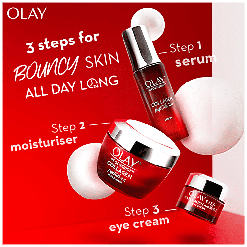 Olay Regenerist Collagen Peptide 24 Moisturiser Cream & Serum - Get, Set, Bounce, Giftpack, 80 g (Get Free Pouch) 