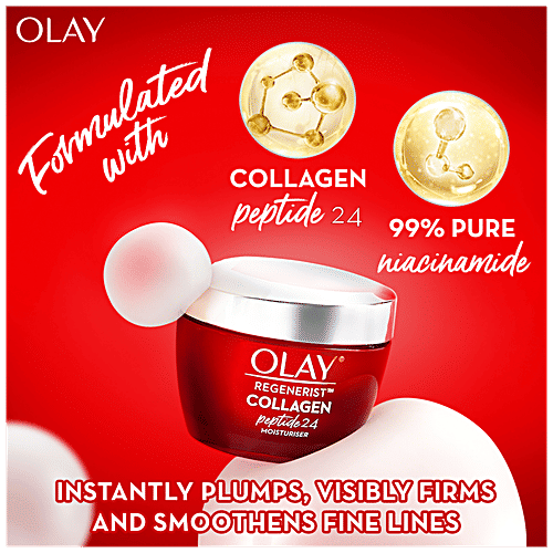 Olay Regenerist Collagen Peptide 24 Moisturiser Cream & Serum - Get, Set, Bounce, Giftpack, 80 g (Get Free Pouch) 