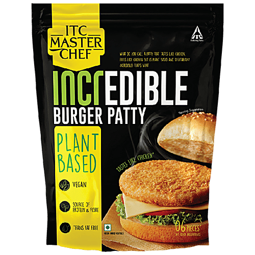ITC Master Chef Incredible Plant Based Burger Patty - Source Of Protein & Fibre, Ready To Cook, 330 g (6 pcs)
