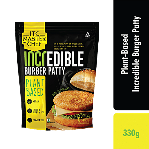ITC Master Chef Incredible Plant Based Burger Patty - Source Of Protein & Fibre, Ready To Cook, 330 g (6 pcs)