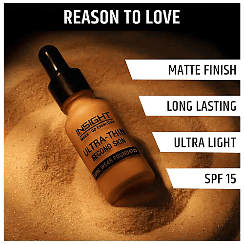 Insight Cosmetics Ultra-Thin Second Skin Long-Wear Foundation - Lightweight, Matte Finish, 20 ml Warm Nude 