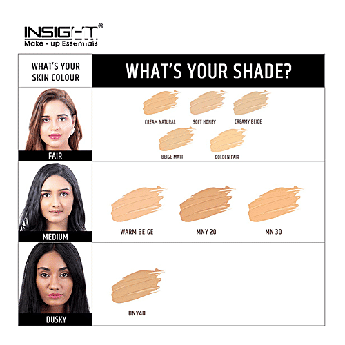 Insight Cosmetics Concealer Foundation - Easy To Blend, Long-Lasting, Evens Out Complexion, 20 ml Cream Natural