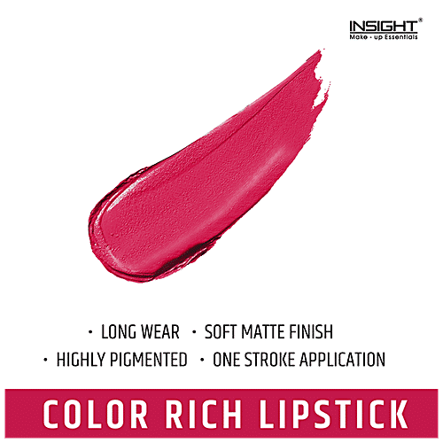 Insight Cosmetics Colour Rich Lipstick - Matte Finish, Long-Lasting, Highly Pigmented, 4.2 g Shocking Pink 