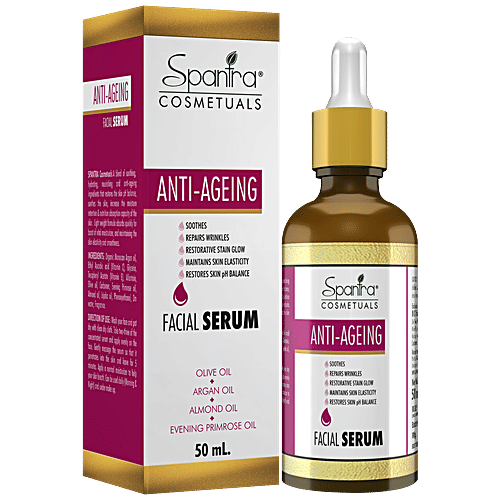 Spantra Anti-Ageing Facial Serum - Restores Skin Glow, Reduces Wrinkles & Soothes Skin With Olive & Argan Oil, 50 ml  