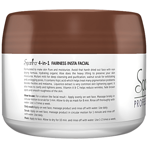 Spantra 4 in 1 Fairness Insta Facial - Detoxifies & Oil Control, Moisturises & Imparts Glow, 500 g  