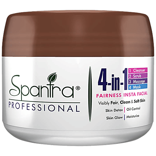 Spantra 4 in 1 Fairness Insta Facial - Detoxifies & Oil Control, Moisturises & Imparts Glow, 500 g  