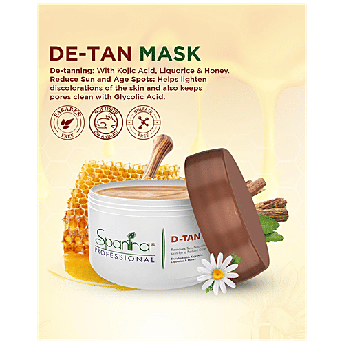 Spantra De-Tan Mask - Removes Tan, Nourishes & Revitalises, Kojic Acid, Liquorice, 500 g  
