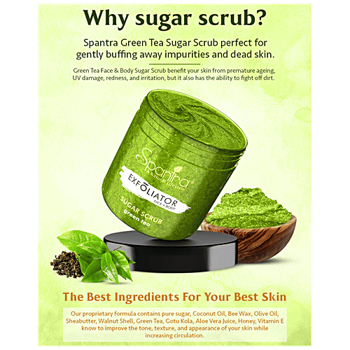 Buy Spantra Green Tea Sugar Scrub 4 in 1, Reduces Pimples, Sun Damage