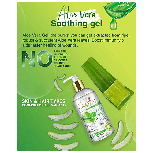 Spantra Aloevera Multipurpose Soothing Gel - Anti Inflammatory, Anti Ageing, Vitamin E Rich, For Hair, Face & Body, 300 ml  
