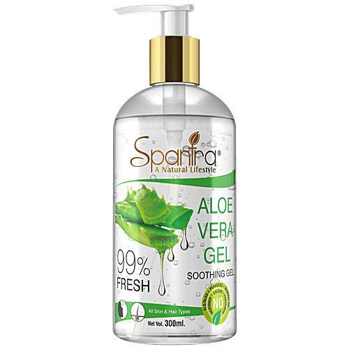Spantra Aloevera Multipurpose Soothing Gel - Anti Inflammatory, Anti Ageing, Vitamin E Rich, For Hair, Face & Body, 300 ml  