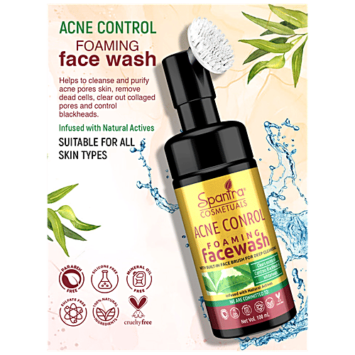 Buy Spantra Acne Control Foaming Face Wash Built In Brush, Controls