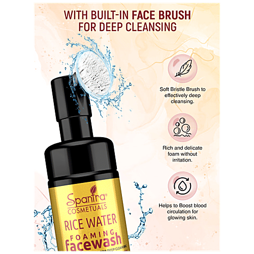Spantra Rice Water Foaming Face Wash - Built In Brush,Reduces Redness, Controls Excess Oil, For Clear Skin, 100 ml  