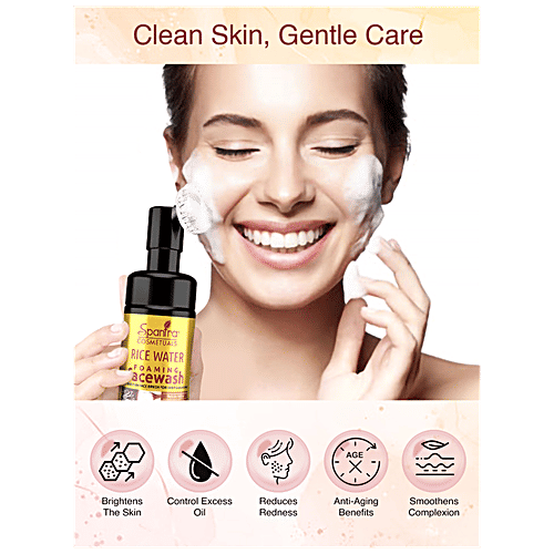 Spantra Rice Water Foaming Face Wash - Built In Brush,Reduces Redness, Controls Excess Oil, For Clear Skin, 100 ml  