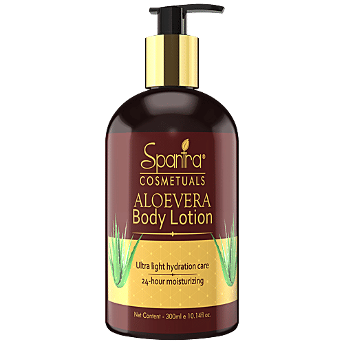 Spantra Aloe Vera Body Lotion - Natural, Prevents Dryness, 24 Hours Hydration, Enriched With Natural Oils, 300 ml  