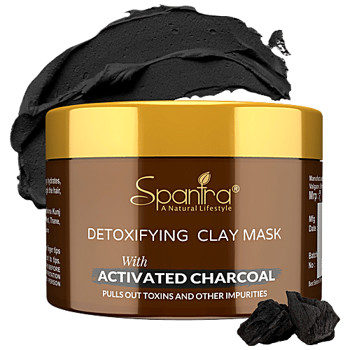 Spantra Detoxifying Clay Mask With Activated Charcoal - Removes Toxins & Impurities, For Clear Skin, 125 g