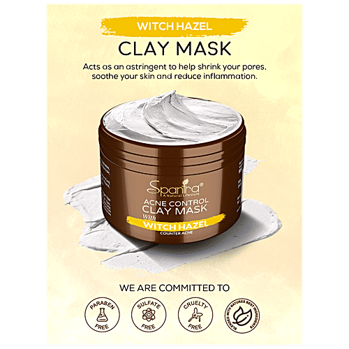 Spantra Witch Hazel Clay Mask - Acne Control, Antioxidant Properties, For Oily Skin, 125 g  