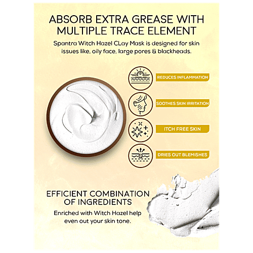 Spantra Witch Hazel Clay Mask - Acne Control, Antioxidant Properties, For Oily Skin, 125 g  