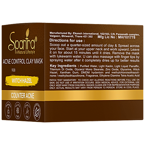 Spantra Witch Hazel Clay Mask - Acne Control, Antioxidant Properties, For Oily Skin, 125 g  