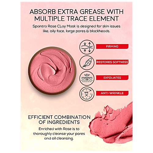 Spantra Red Clay Face Mask With Rose Extract - Soothes Inflammation & Redness, For Clear Skin, 125 g  