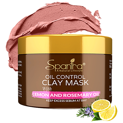Spantra Oil Control Clay Mask - Lemon & Rosemary Oil, Detoxifies & Mattifies Skin, Prevents Blackheads, Breakouts, 125 g  