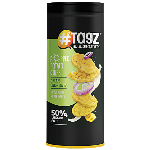 tagz Popped Potato Chips - Cream Onion Divin, 56 g Can 