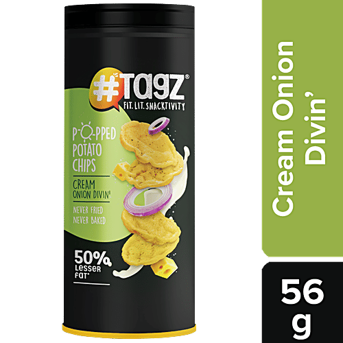 tagz Popped Potato Chips - Cream Onion Divin, 56 g Can 