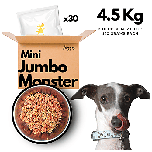 Doggos Mini Jumbo Monster - Fresh Pet Food, All Natural , Balanced Nutrition, Suitable For All Dogs, 150 g (Pack of 30)