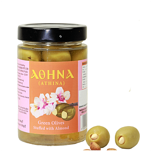 Buy AOHNA Green Olives Stuffed With Almonds, Traditional Greek Snack/Condiment, Antioxidant